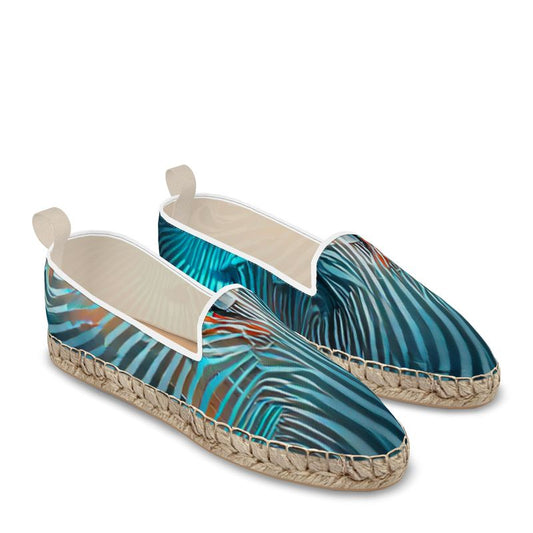 Attraction - Blue Striped Fabric Or Jute Innersole, Flat Shoe, Rubberised Hard Wearing Sole, Loafer Espadrilles