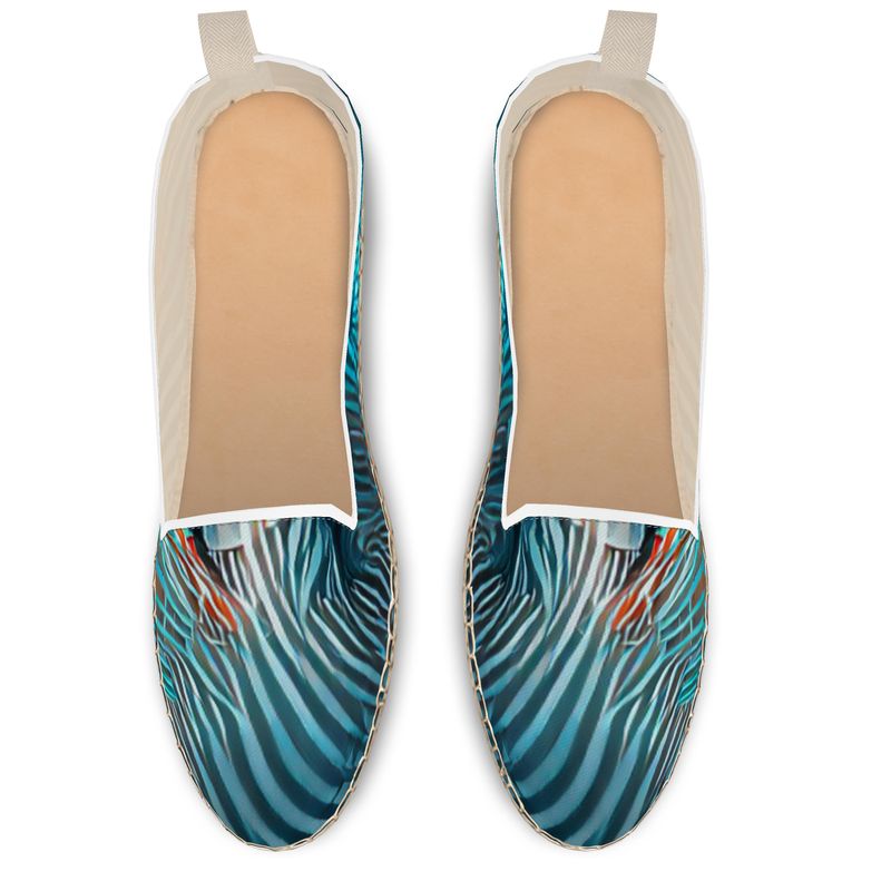 Attraction - Blue Striped Fabric Or Jute Innersole, Flat Shoe, Rubberised Hard Wearing Sole, Loafer Espadrilles