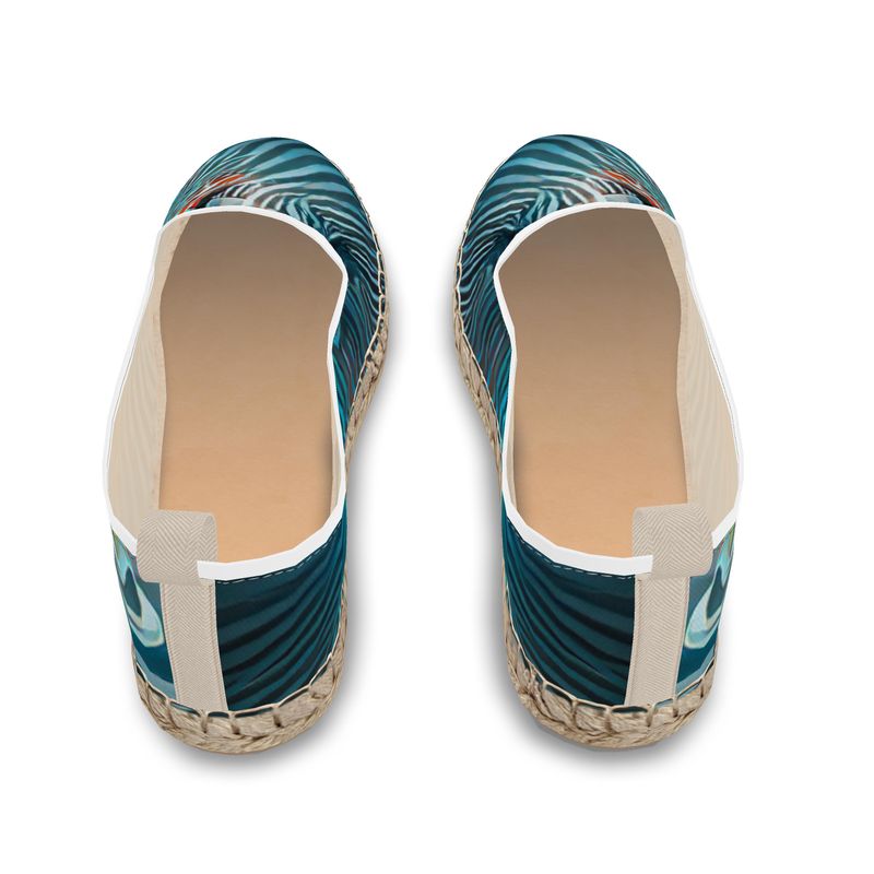 Attraction - Blue Striped Fabric Or Jute Innersole, Flat Shoe, Rubberised Hard Wearing Sole, Loafer Espadrilles