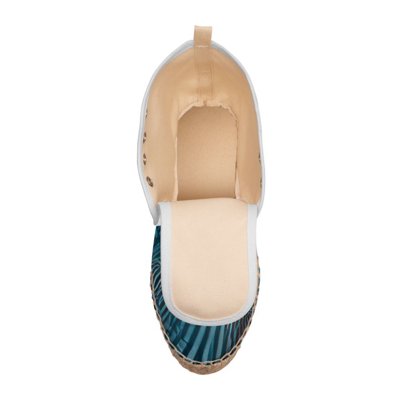 Attraction - Blue Striped High Top Lace Up Espadrilles