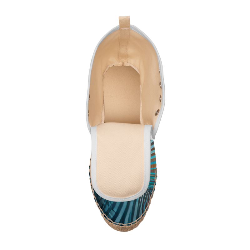 Attraction - Blue Striped High Top Lace Up Espadrilles