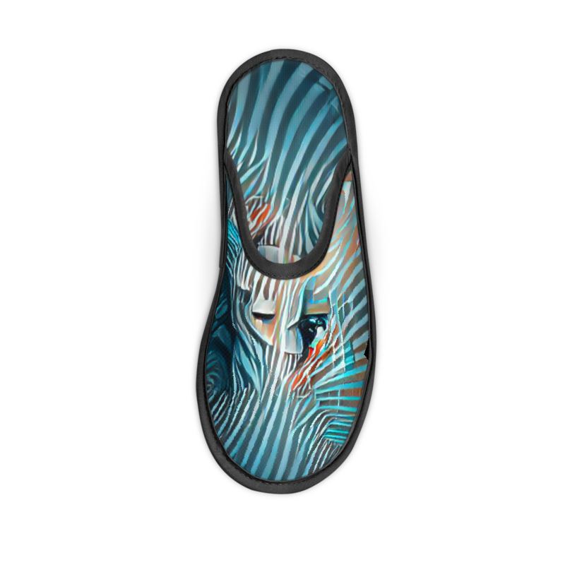 Attraction - Blue Striped Locks In Warmth, Non-slip Leatherette Sole, Water Absorbent Qualities Slippers