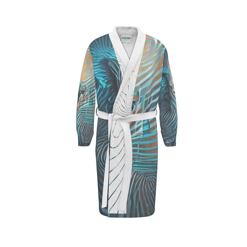 Attraction - Blue Striped Unisex Fire-Rated Fabric Dressing Gown