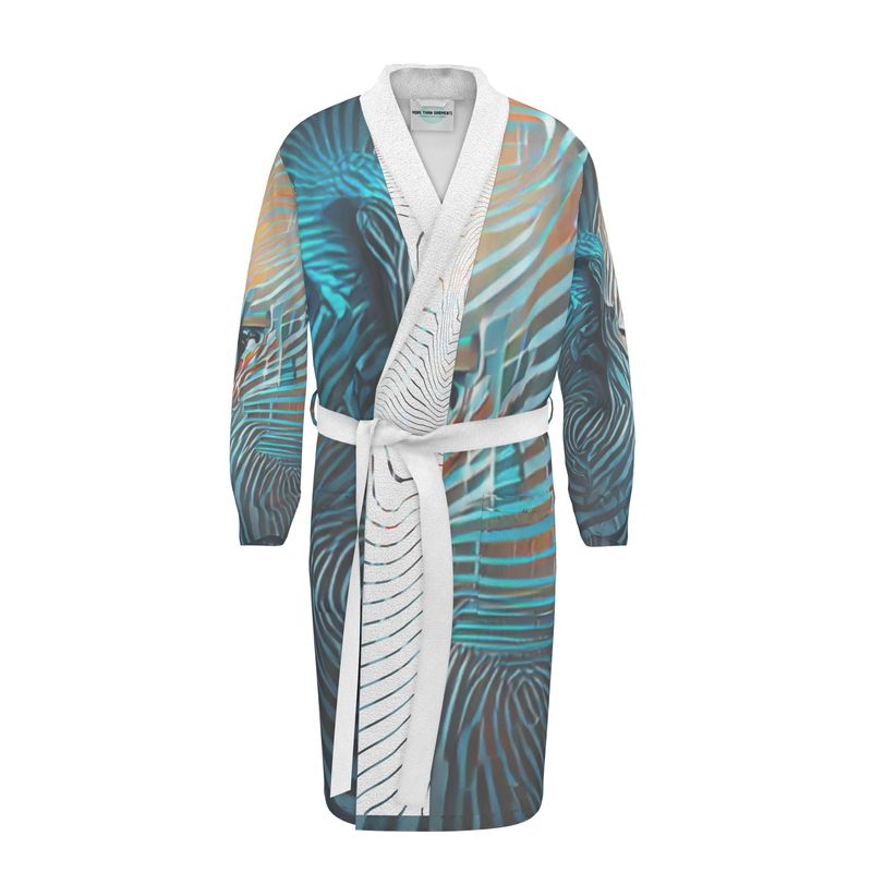 Attraction - Blue Striped Unisex Fire-Rated Fabric Dressing Gown