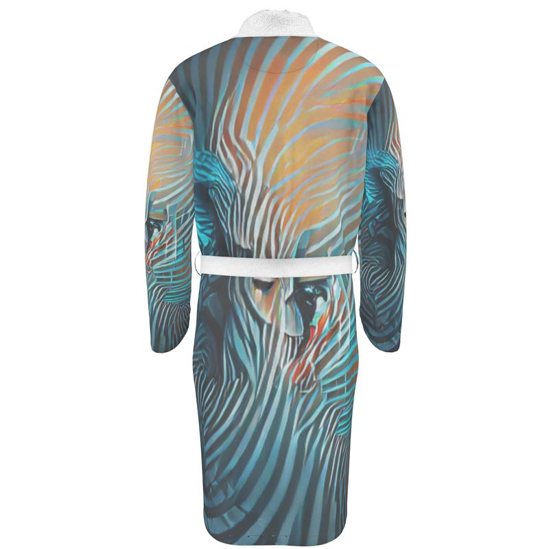 Attraction - Blue Striped Unisex Fire-Rated Fabric Dressing Gown