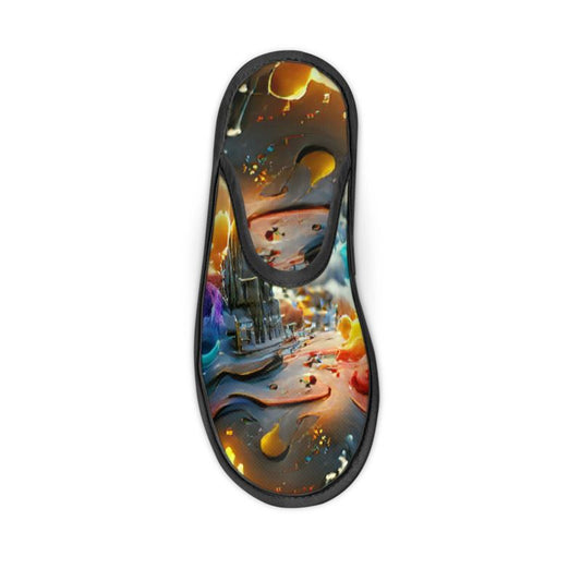 Iridescent - Multicoloured Locks In Warmth, Non-slip Leatherette Sole, Water Absorbent Qualities Slippers