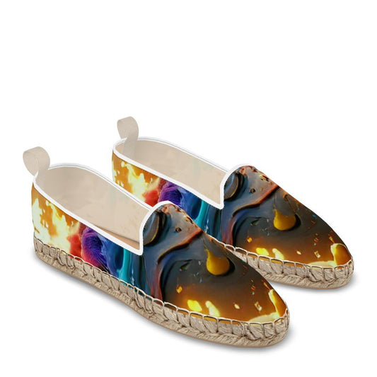 Iridescent - Multicoloured Leather, Printed Fabric Or Jute Innersole, Flat Shoe, Rubberised Hard Wearing Sole, Loafer Espadrilles