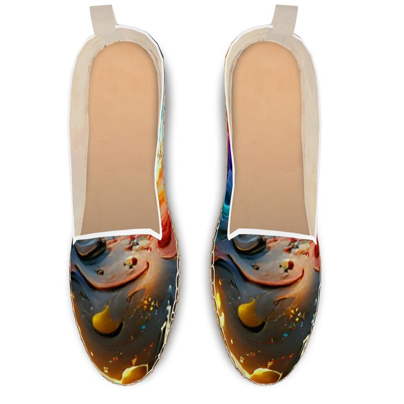 Iridescent - Multicoloured Leather, Printed Fabric Or Jute Innersole, Flat Shoe, Rubberised Hard Wearing Sole, Loafer Espadrilles