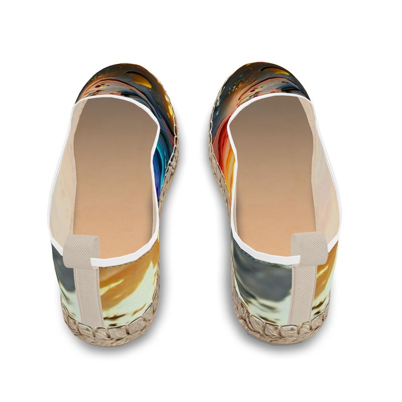 Iridescent - Multicoloured Leather, Printed Fabric Or Jute Innersole, Flat Shoe, Rubberised Hard Wearing Sole, Loafer Espadrilles