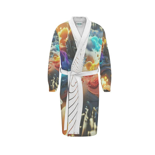 Iridescent - Multicoloured Unisex Fire-Rated Fabric Dressing Gown