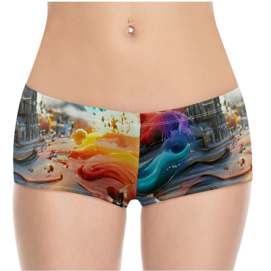 Iridescent - Multicoloured High Stretch Material, High-Quality Finish Fully Lined Hot Pants