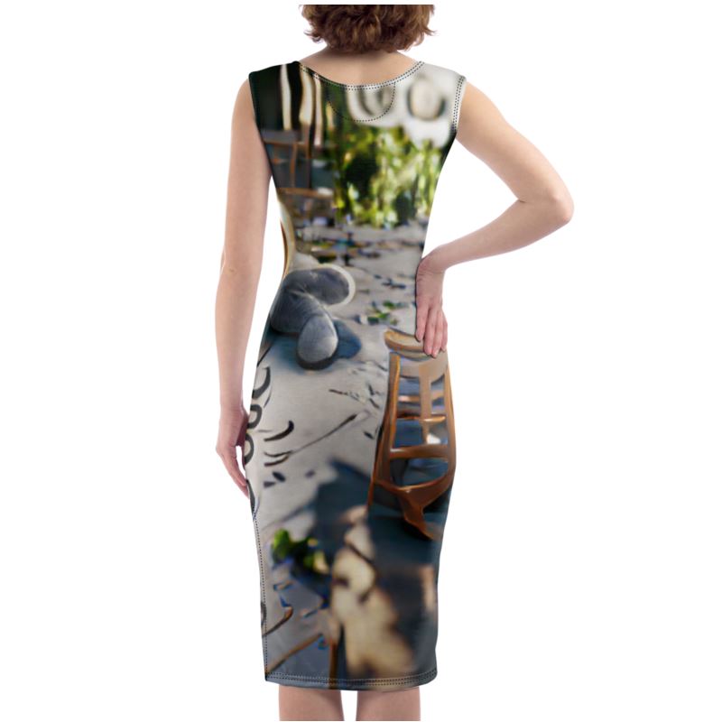 Good - Gold Brown & Grey Silky, Slim Fit Split Leg Bodycon Dress