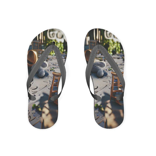 Good - Gold Brown & Grey Soft Plastic Straps, Covered With Poly-Satin, Sturdy Foam Base Flip Flops