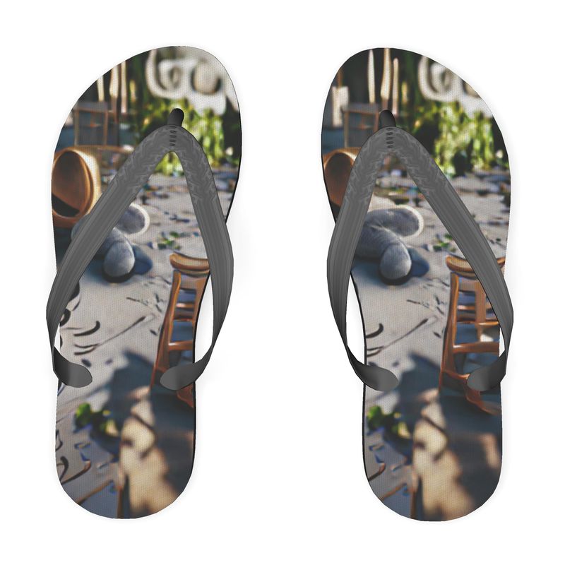 Good - Gold Brown & Grey Soft Plastic Straps, Covered With Poly-Satin, Sturdy Foam Base Flip Flops