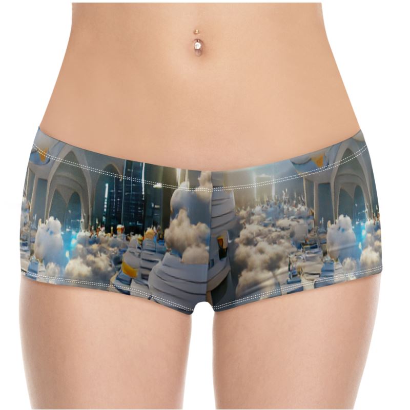 Heavenly Cloud - Blue and White High Stretch Material, High-Quality Finish Fully Lined Hot Pants