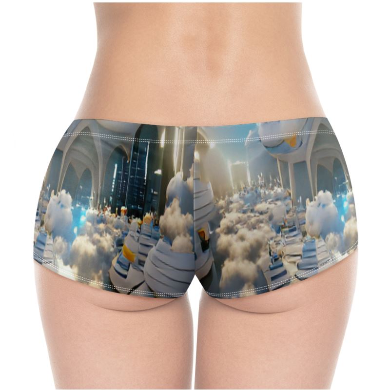 Heavenly Cloud - Blue and White High Stretch Material, High-Quality Finish Fully Lined Hot Pants