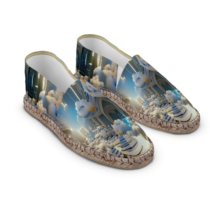 Heavenly Cloud - Blue and White Non-Slip Rubber Base Unisex Jute Woven Insole Espadrilles