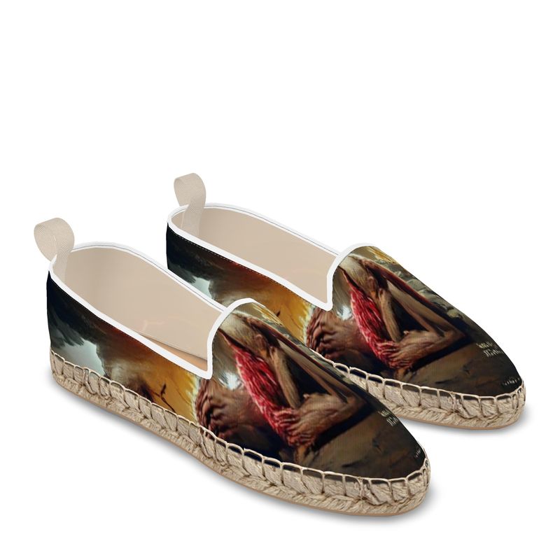 Agony - Black, Red and Brown Leather, Printed Fabric Or Jute Innersole, Flat Shoe, Rubberised Hard Wearing Sole, Loafer Espadrilles