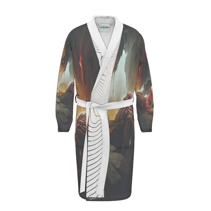 Agony - Black, Red and Brown Unisex Fire-Rated Fabric Dressing Gown