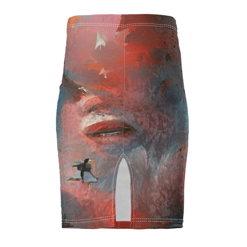 Carefree - Red & Grey Chose Top Stitch Thread Colour Pencil Skirt