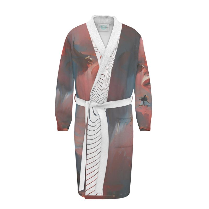 Carefree - Red & Grey Unisex Fire-Rated Fabric Dressing Gown