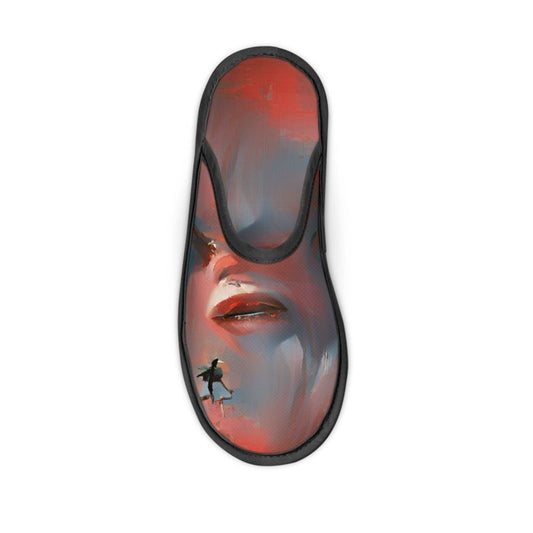 Carefree - Red & Grey Locks In Warmth, Non-slip Leatherette Sole, Water Absorbent Qualities Slippers