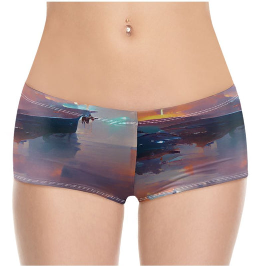 Calm - Purple & Blue High Stretch Material, High-Quality Finish Fully Lined Hot Pants