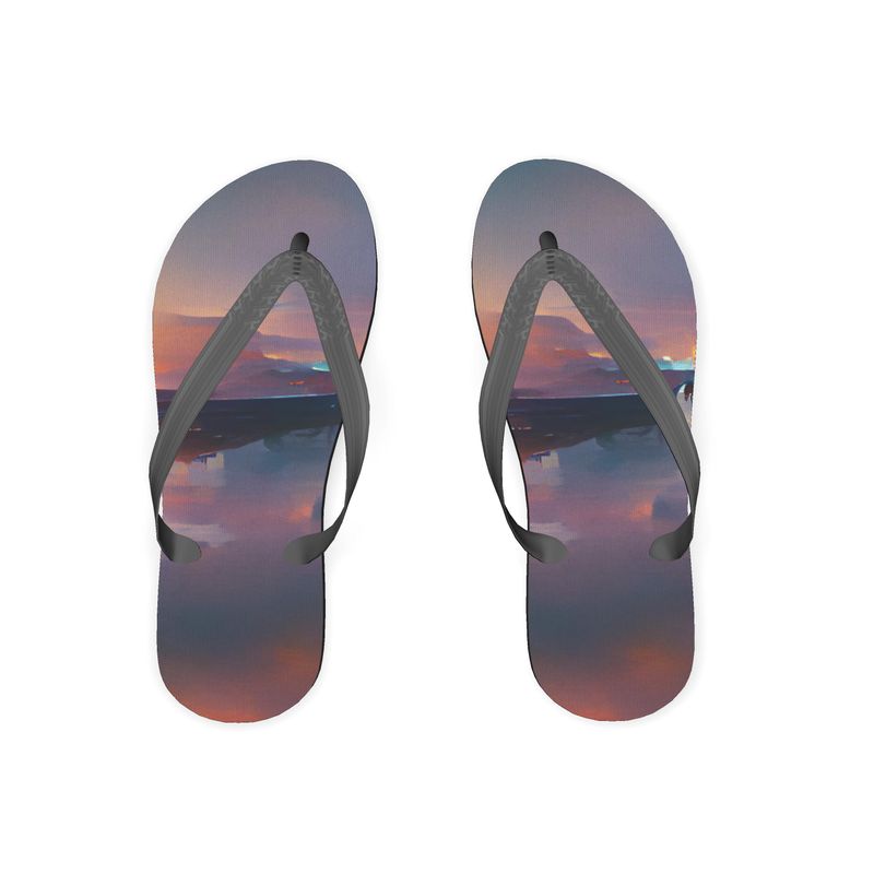 Calm - Purple & Blue Unisex Soft Plastic Straps, Covered With Poly-Satin, Sturdy Foam Base Flip Flops