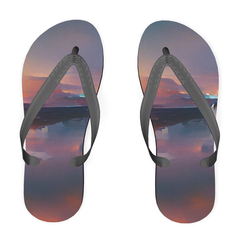 Calm - Purple & Blue Unisex Soft Plastic Straps, Covered With Poly-Satin, Sturdy Foam Base Flip Flops