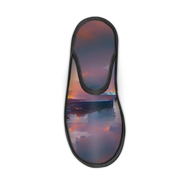 Calm - Purple & Blue Locks In Warmth, Non-slip Leatherette Sole, Water Absorbent Qualities Slippers