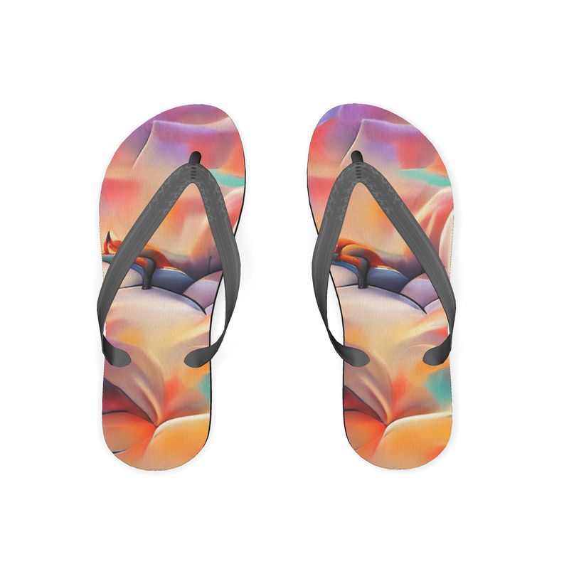 Comfortable - Orange Toned Unisex Soft Plastic Straps, Covered With Poly-Satin, Sturdy Foam Base Flip Flops