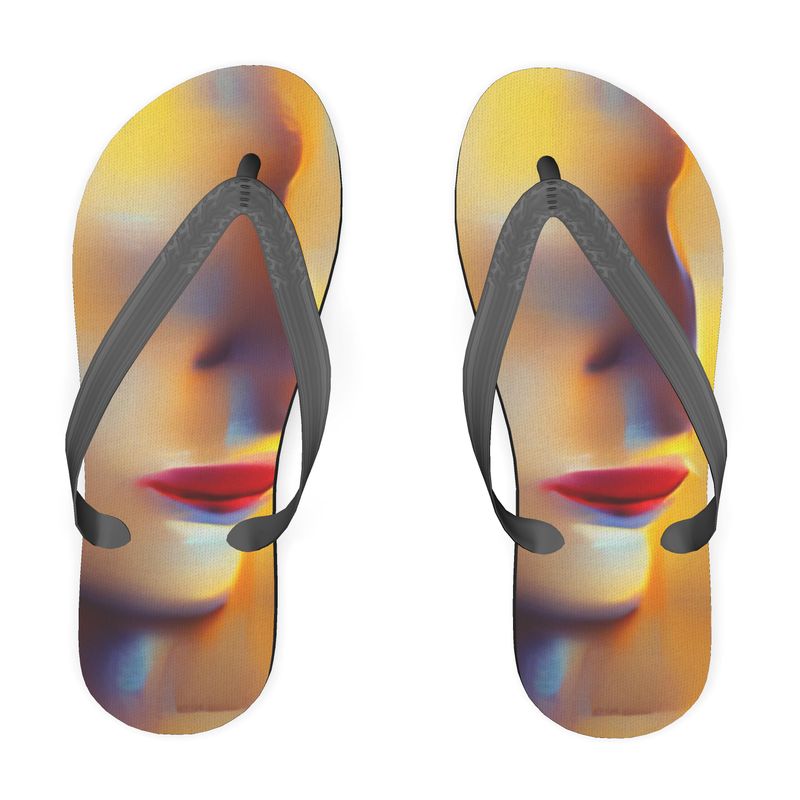 Confident - Orange Toned Unisex Soft Plastic Straps, Covered With Poly-Satin, Sturdy Foam Base Flip Flops