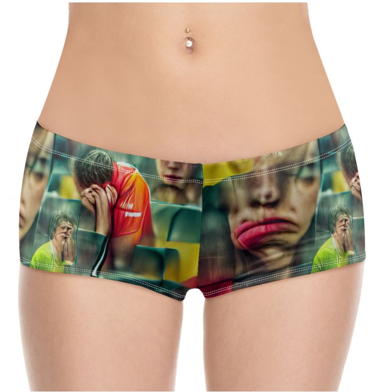 Disheartened - Red, Green & Yellow High Stretch Material, High-Quality Finish Fully Lined Hot Pants