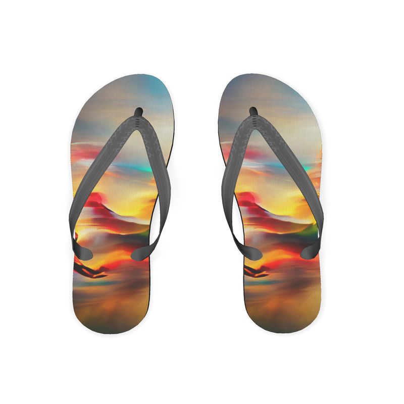 Elation - Red, Green & Yellow Unisex Soft Plastic Straps, Covered With Poly-Satin, Sturdy Foam Base Flip Flops