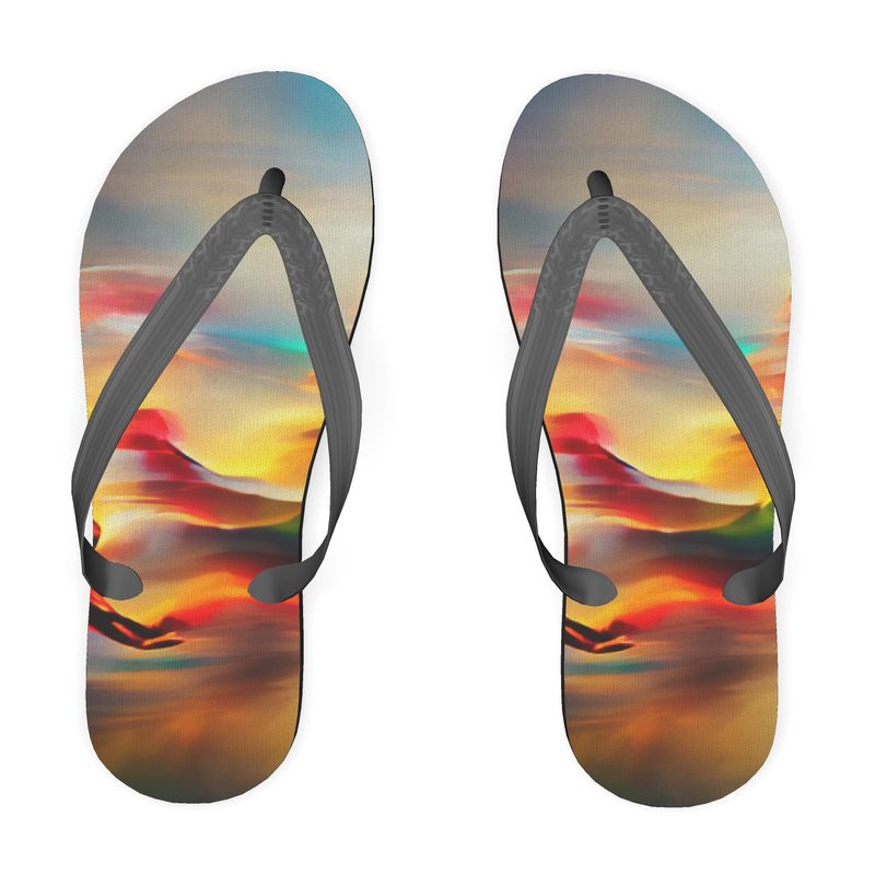 Elation - Red, Green & Yellow Unisex Soft Plastic Straps, Covered With Poly-Satin, Sturdy Foam Base Flip Flops