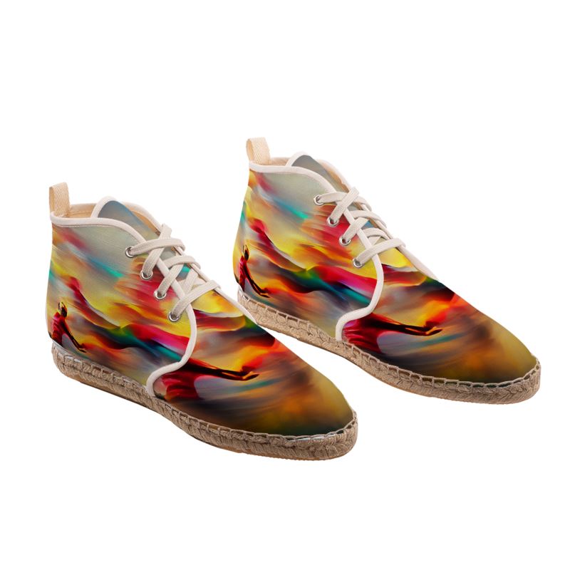 Elation - Red, Green & Yellow High Top Lace Up Espadrilles