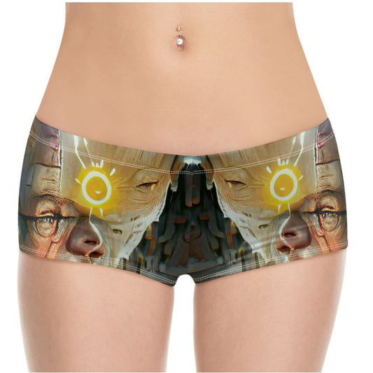 Enlightened - Yellow, Brown & White High Stretch Material, High-Quality Finish Fully Lined Hot Pants