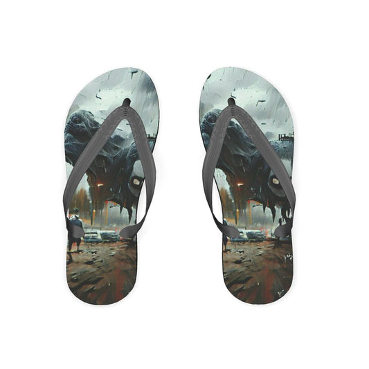 Gloomy - Brown & Grey Unisex Soft Plastic Straps, Covered With Poly-Satin, Sturdy Foam Base Flip Flops