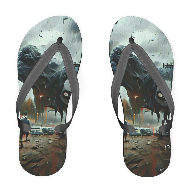 Gloomy - Brown & Grey Unisex Soft Plastic Straps, Covered With Poly-Satin, Sturdy Foam Base Flip Flops