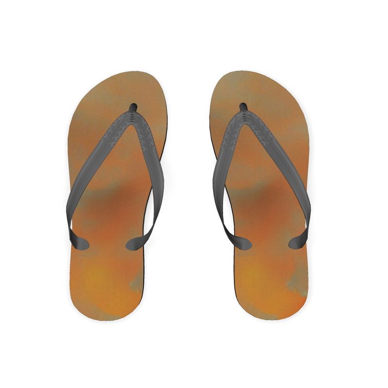 Insightful - Brown & Orange Unisex Soft Plastic Straps, Covered With Poly-Satin, Sturdy Foam Base Flip Flops