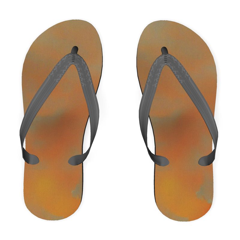 Insightful - Brown & Orange Unisex Soft Plastic Straps, Covered With Poly-Satin, Sturdy Foam Base Flip Flops