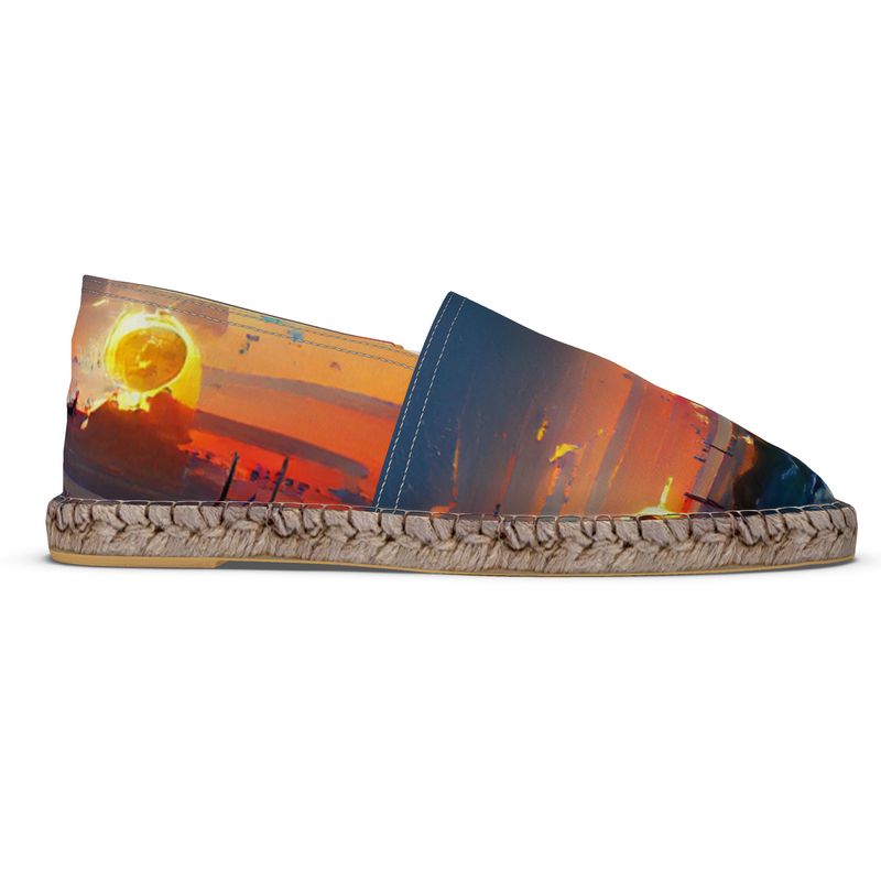 Sunset - Purple, Blue & Orange Non-Slip Rubber Base Unisex Jute Woven Insole Espadrilles