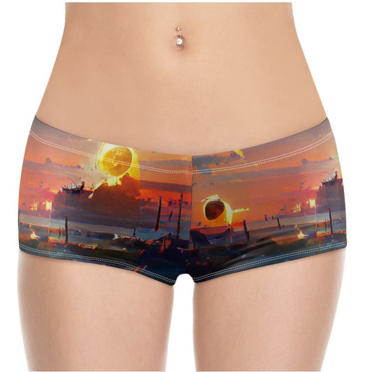 Sunset - Purple, Blue & Orange High Stretch Material, High-Quality Finish Fully Lined Hot Pants