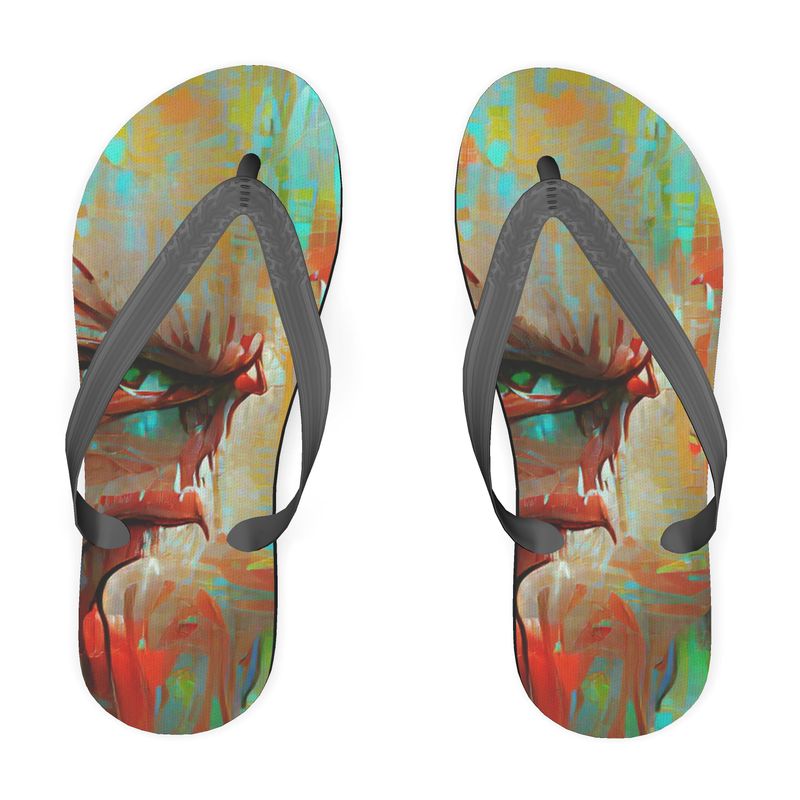 Infuriated - Red & Sky Blue Unisex Soft Plastic Straps, Covered With Poly-Satin, Sturdy Foam Base Flip Flops