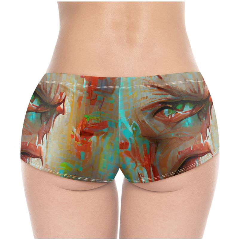 Infuriated - Red & Sky Blue High Stretch Material, High-Quality Finish Fully Lined Hot Pants