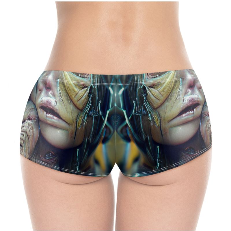 Vulnerable - Graphic Blue & Black High Stretch Material, High-Quality Finish Fully Lined Hot Pants