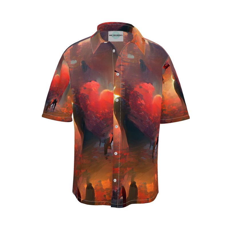 Love - Red & Black Short Sleeve Button Up, Mother Of Pearl Buttons, Breathable Fabric, Men's Short Sleeve Shirt