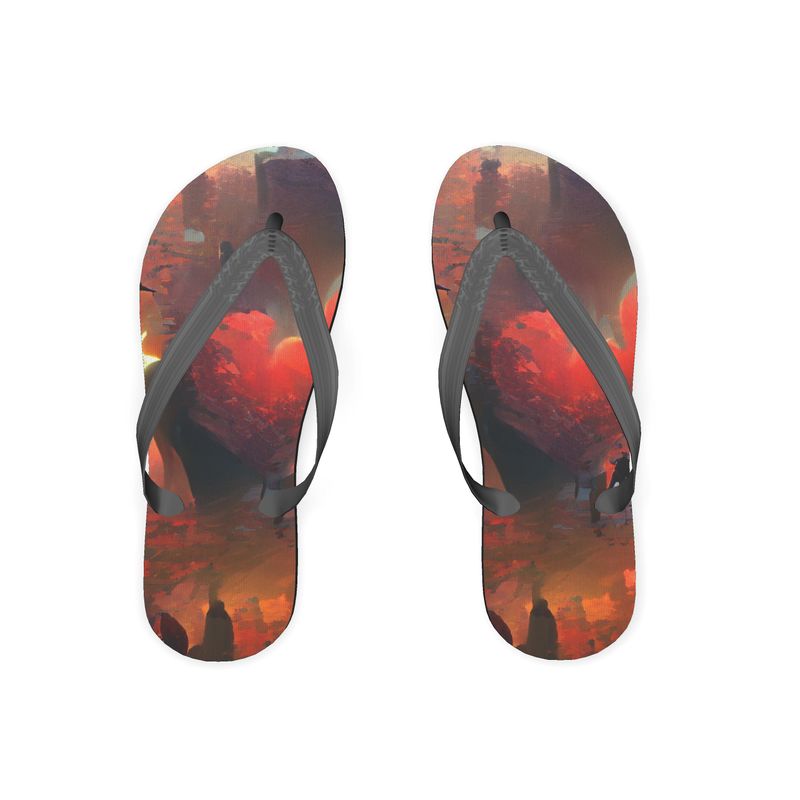 Love - Red & Black Soft Plastic Straps, Covered With Poly-Satin, Sturdy Foam Base Flip Flops