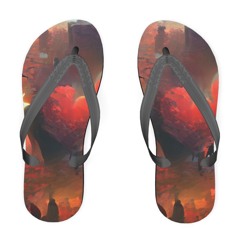 Love - Red & Black Soft Plastic Straps, Covered With Poly-Satin, Sturdy Foam Base Flip Flops