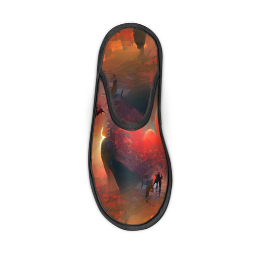 Love - Red & Black Locks In Warmth, Non-slip Leatherette Sole, Water Absorbent Qualities Slippers